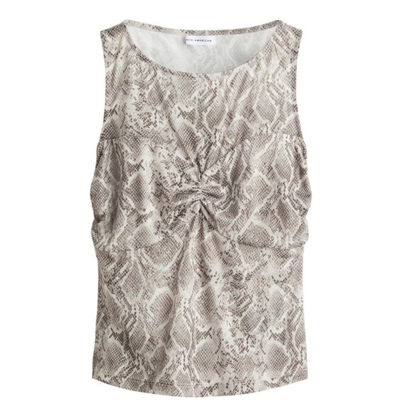 Good American Slinky Jersey Ruched Tank Top- Snakeskin Print, Size S NEW WITH TA - Picture 1 of 16
